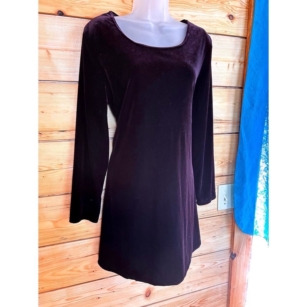 Vintage 90s Byer Studio California Oxblood Velvet Long Sleeve Mini Dress Large